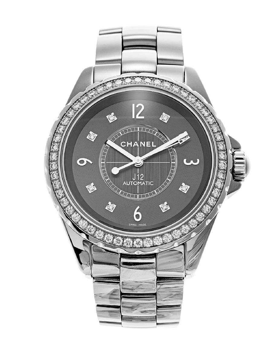 Швейцарские часы Chanel  J12 grey ceramic 38mm diamond automatic