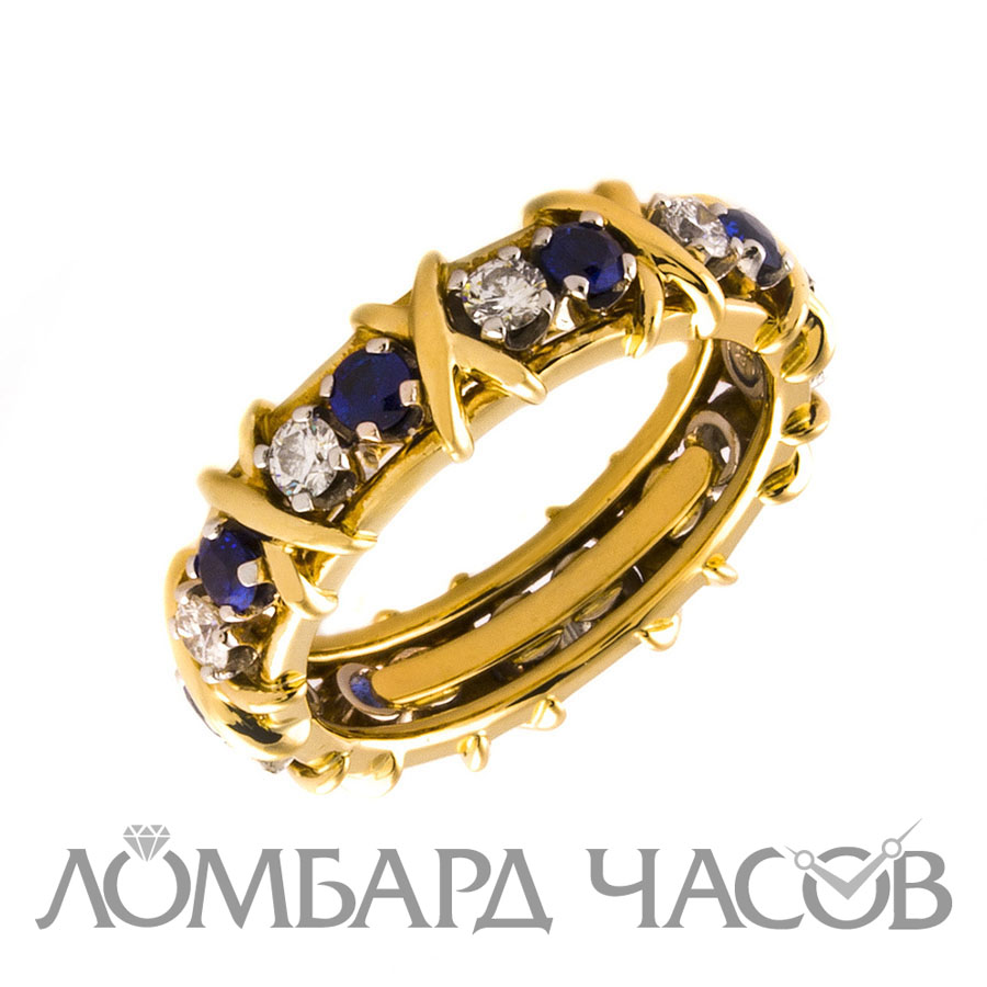 Кольцо Tiffany & Co Schlumberger Sapphire Diamond X Ring