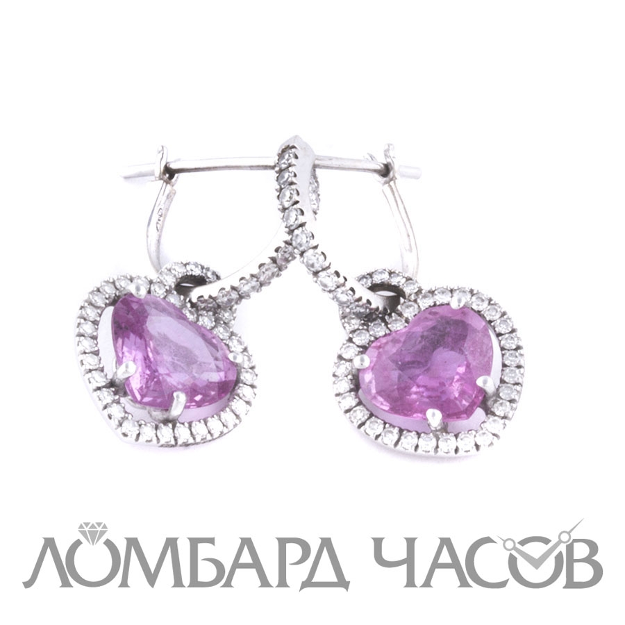 Серьги David Morris Pink Heartshape Sapphire Earrings