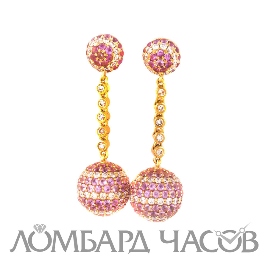 Серьги Stefan Hafner  с бриллиантами и розовыми сапфирами