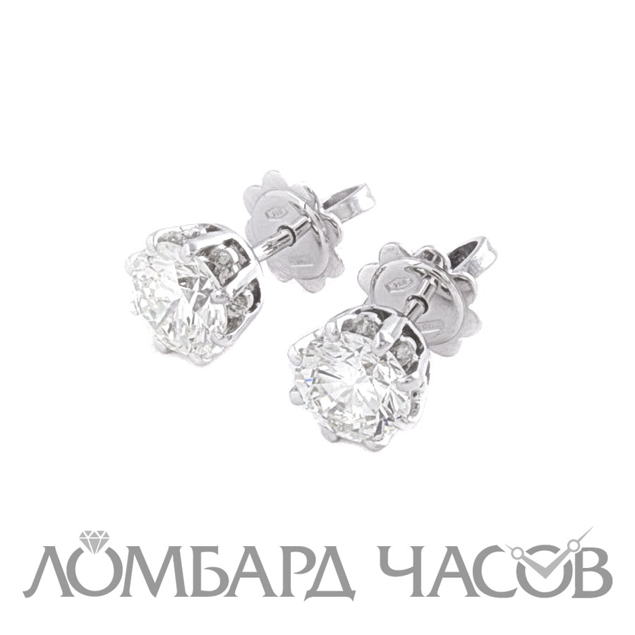 Серьги No name Пусеты по 1,00 ct J/VS МГУ