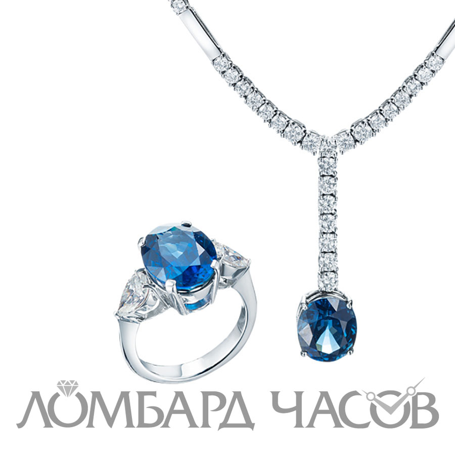 Набор No name Комплект из белого золота 750 пробы с сапфирами и бриллиантами