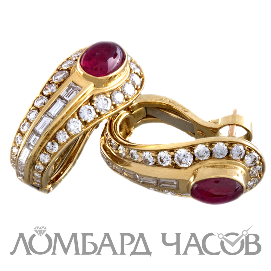 Ювелирное изделие Cartier  
серьги с бриллиантами и рубинами