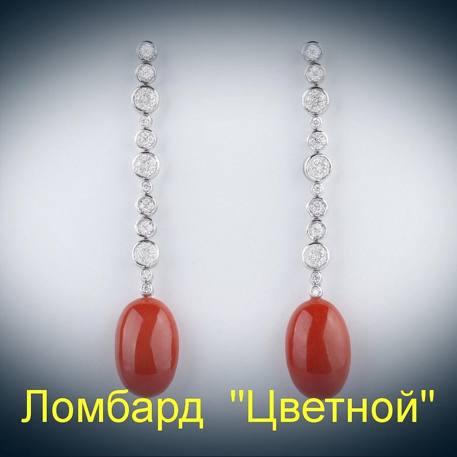 Ювелирное изделие Antonini  серьги с коралами и бриллиантами
