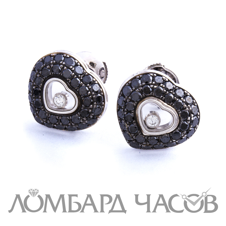 Ювелирное изделие Chopard  
Happy Diamonds серьги из белого золота с чёрными и белыми бриллиантами