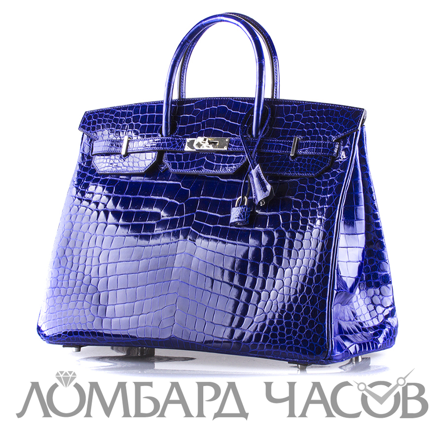 Аксессуар Hermes  Sapphire Bleu 
Porosus Crocodile Birkin 40 cm