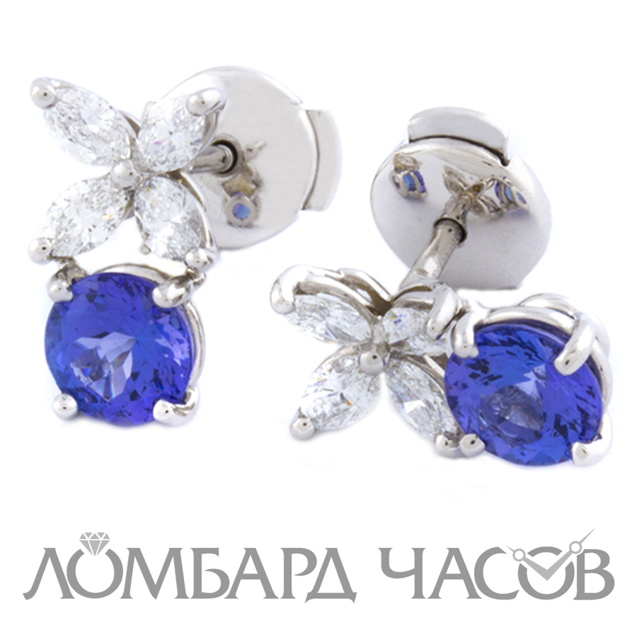 Ювелирное изделие Tiffany & Co  
Victoria серьги с бриллиантами и танзанитами
