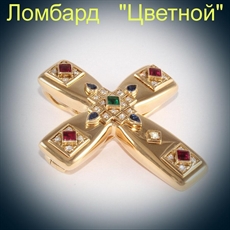 Ювелирное изделие Cartier  ''Byzantine Multicolor Gemstone Diamonds Cross'' XL подвеска-брошь