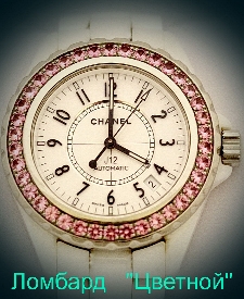 Швейцарские часы Chanel  White J-12 Pink Sapphire Bezel