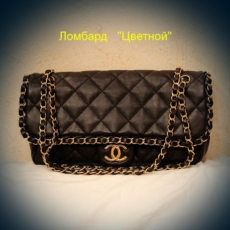 Аксессуар Chanel  сумка "Black Calfskin Jumbo Chain"