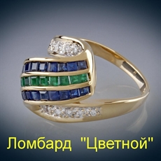 Ювелирное изделие No name Кольцо с изумрудами и сапфирами
