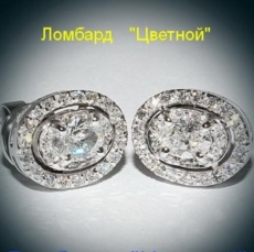 Ювелирное изделие No name Серьги пусеты с бриллиантами 2 бр- 1.10 ct