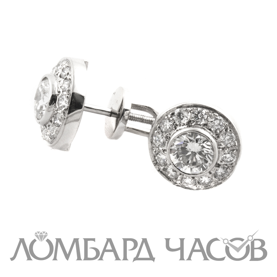 Ювелирное изделие No name Серьги из платины с бриллиантами по 0.52 ct.