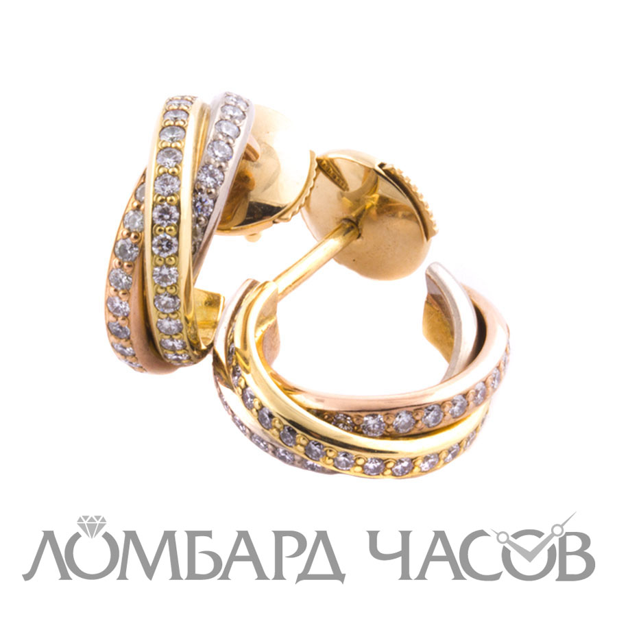 Ювелирное изделие Cartier  Triniti 
золотые серьги с бриллиантами