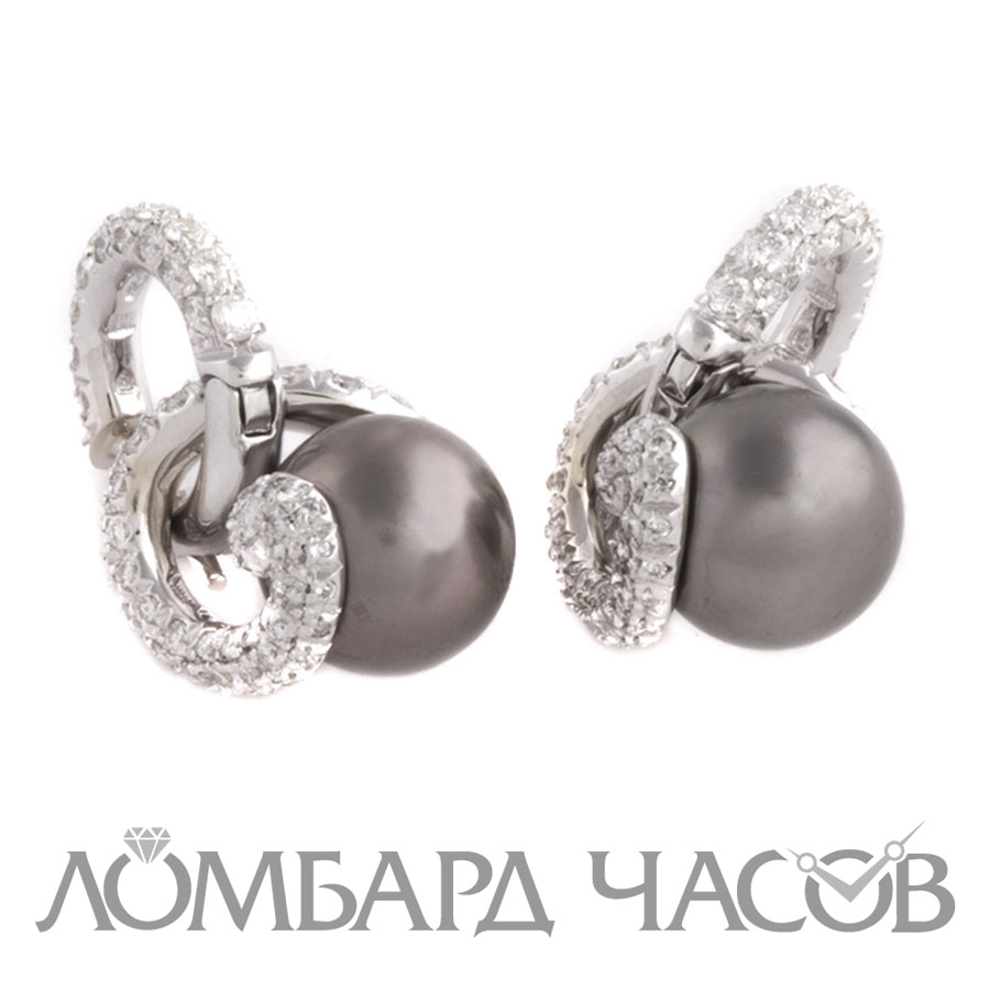 Ювелирное изделие Mikimoto  
серьги с черным жемчугом