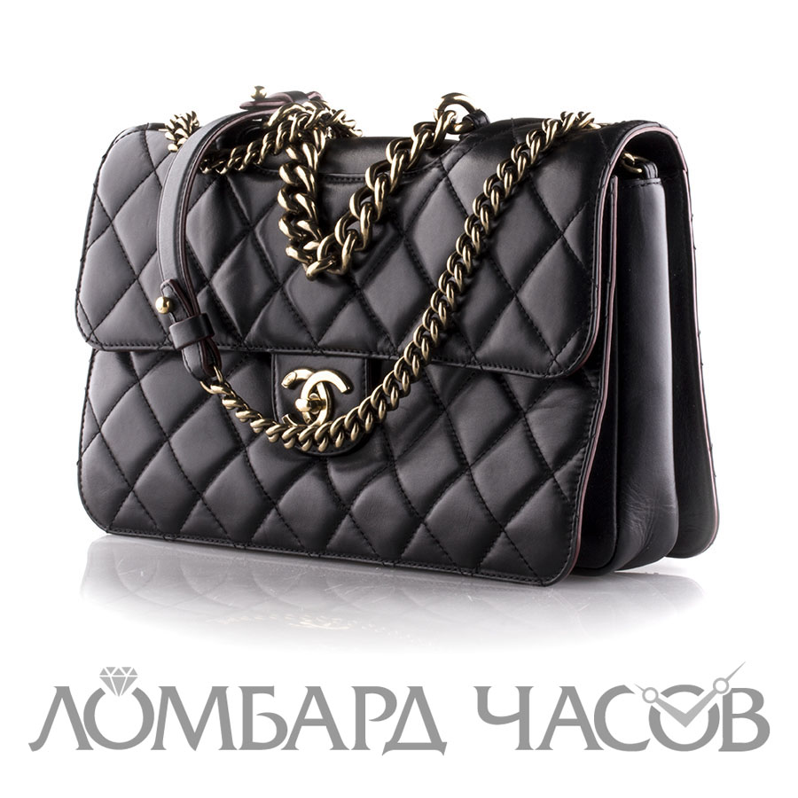 Аксессуар Chanel  Black Lambskin Double Flap Shoulder Bag