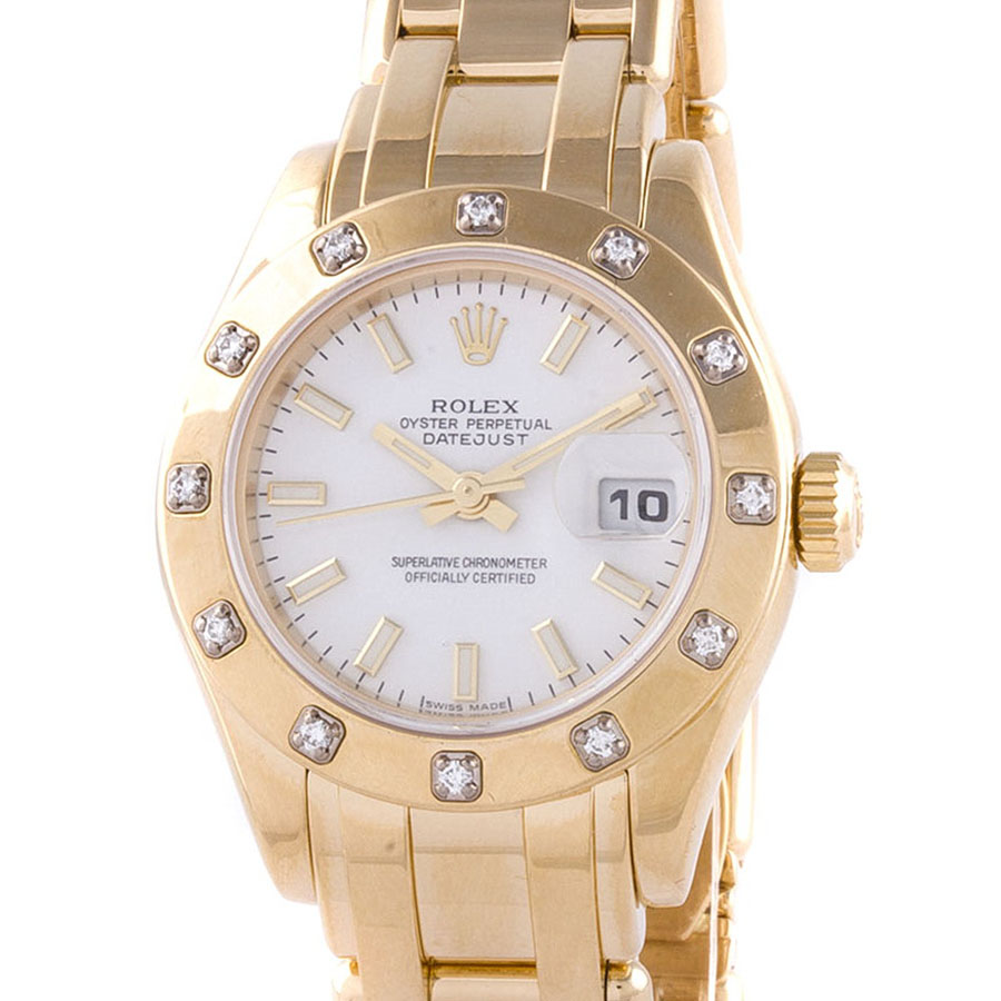 Швейцарские часы Rolex  Lady Datejust Pearlmaster Yellow Gold Pearl Dial Diamonds Bezel