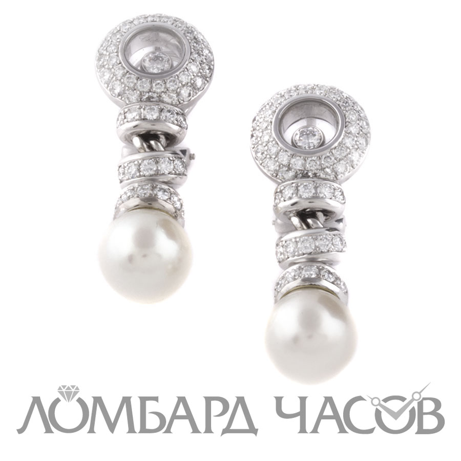Ювелирное изделие Chopard  серьги с бриллиантами
 и жемчугом