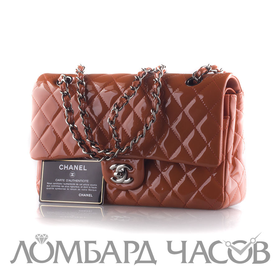 Chanel Classic Double Flap Bag Quilted Patent Medium 3154