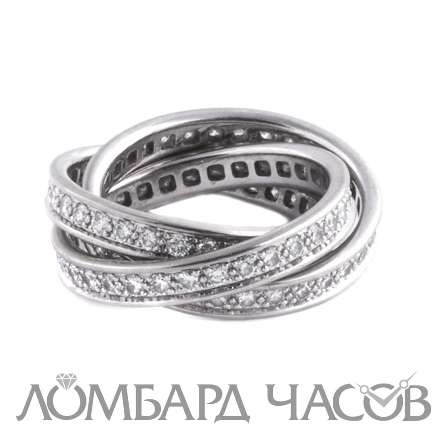 Ювелирное изделие Cartier  Trinity 18K White Gold Full Diamond Pave Rolling Band Ring