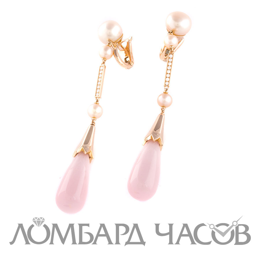 Ювелирное изделие Cartier  Whimsical Pearl Pink Quartz Diamond Gold Earrings