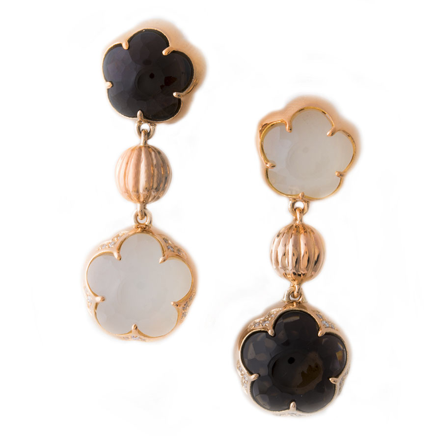 Серьги Pasquale Bruni Pink gold earrings with diamonds ct 0.12 and stones