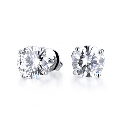 Пусеты No name  с бриллиантами 1,01 ct F/SI1 - 1,02 ct E/VS2 МГУ