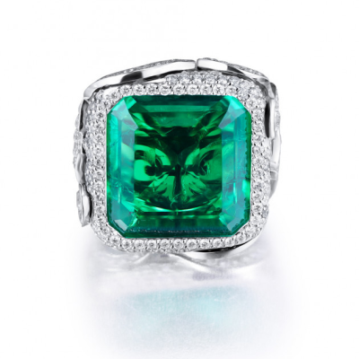 Кольцо No name  с изумрудом 12,5 ct Vivid Bluish Green/VVS