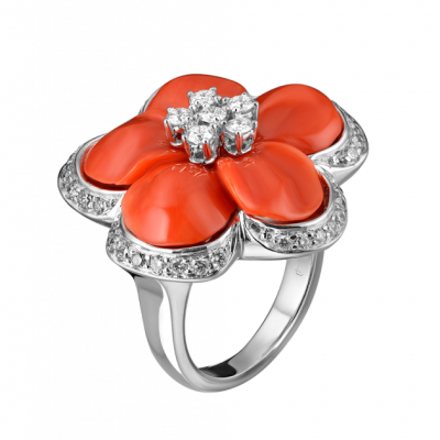 Кольцо Gianni Lazzaro Diamonds & Coral White Gold