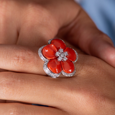 Кольцо Gianni Lazzaro Diamonds & Coral White Gold