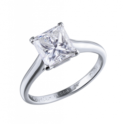 Кольцо Cartier Solitaire Princess Diamond 2,35 ct G/VS1 Platinum (SIZE 54)