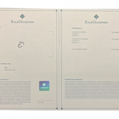 Кольцо Ralfdiamonds Round Brilliant 2,03 ct D/IF