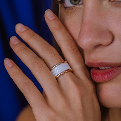 Кольцо Bvlgari B.Zero1 White Ceramic Four-Band