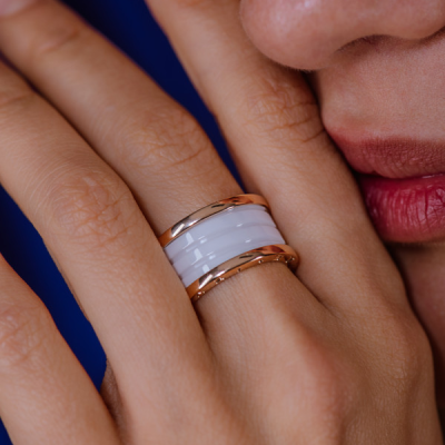 Кольцо Bvlgari B.Zero1 White Ceramic Four-Band