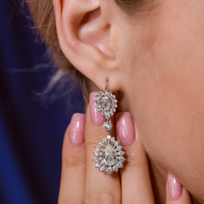 Серьги No name 2,28 ct G/SI2 - 2.01 ct H/SI2 & 0.72 ct F/SI1 - 0.60 ct G/SI1 Pear Diamonds