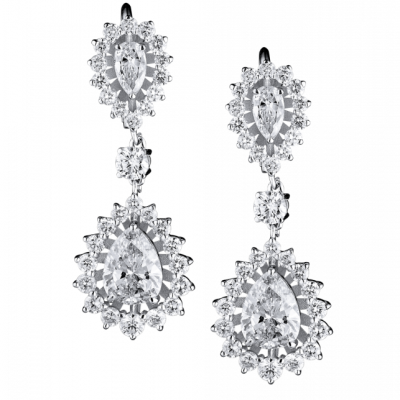 Серьги No name 2,28 ct G/SI2 - 2.01 ct H/SI2 & 0.72 ct F/SI1 - 0.60 ct G/SI1 Pear Diamonds