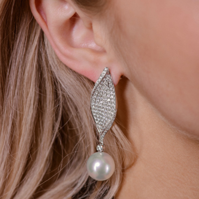 Серьги Ralfdiamonds White Gold Diamonds & 14,5 mm Pearl