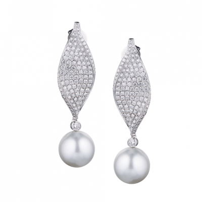 Серьги Ralfdiamonds White Gold Diamonds & 14,5 mm Pearl