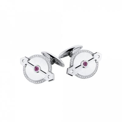 Запонки Girard-Perregaux Bridge collection White Gold & Diamonds & Rubies