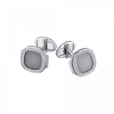 Запонки Patek Philippe White Gold Diamond Nautilus