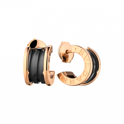 Серьги Bvlgari B.Zero1 Rose Gold & Black Ceramic