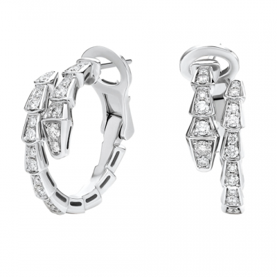 Серьги Bvlgari Serpenti Viper white gold pavé diamonds