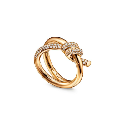 Кольцо Tiffany & Co Knot Double Row in Yellow Gold with Diamonds