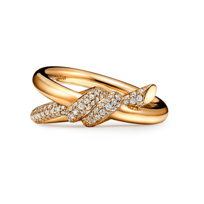 Кольцо Tiffany & Co Knot Double Row in Yellow Gold with Diamonds
