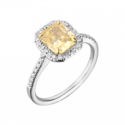 Кольцо GIA 2,09 ct Radiant Cut Fancy Yellow/VVS1