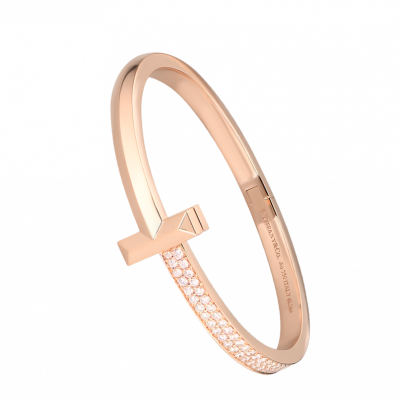Браслет Tiffany & Co T1 Wide Diamond Hinged Bangle in Rose Gold