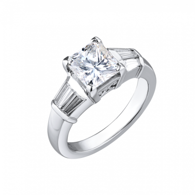 Кольцо No name 2,17 ct H/VS1 Princess cut Diamond & Baguette cut diamonds
