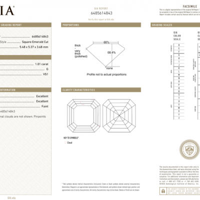 Пусеты GIA 1,03 CT G/VS1 - 1,01 CT G/VS1 Square Emerald Cut DIAMONDS
