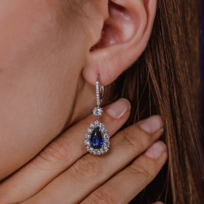 Серьги GRS Gemresearch Swisslab 2,57/2,19 ct Royal Blue Sri Lanka