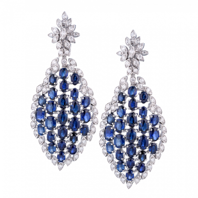 Серьги No name 20,0 ct Natural Sapphire & 1.85 ct Natural Diamonds